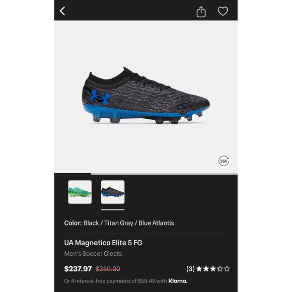 New Under Armour Mens Magnetico Elite 5 Soccer Cleats Black Gray Blue Size 12